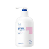 ProtoClinical k-beauty Dr.G Dermoisture Barrier.D Rich Derm Body Lotion 400ml shown as a soft pink bottle silhouette with a pale center on a light background