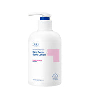 ProtoClinical k-beauty Dr.G Dermoisture Barrier.D Rich Derm Body Lotion 400ml shown as a soft pink bottle silhouette with a pale center on a light background