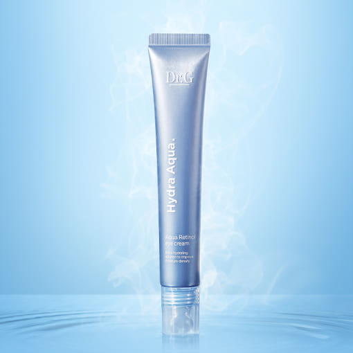 ProtoClinical k-beauty Dr.G Hydra Aqua Retinol Eye Cream 20ml shown as a pale beige bottle silhouette with soft gray side accents on a light background