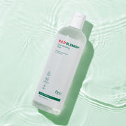 ProtoClinical k-beauty Dr.G RED BLEMISH Clear Soothing Toner 500ml shown as a pale green product silhouette centered on a light mint background.