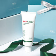 ProtoClinical k-beauty Dr.G RED BLEMISH Clear Soothing Cream 70ml (Tube Type) shown as a teal and white product close-up with a bright vertical center on a cool background.