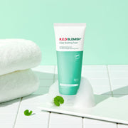ProtoClinical k-beauty Dr.G pH Cleansing Red Blemish Clear Soothing Foam 150ml single upright cleansing foam tube centered on a light background.