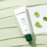 ProtoClinical k-beauty Dr.G RED BLEMISH CICA S CREAM 2X 70ml cropped pale yellow package detail with a vertical gray center panel and soft olive accents