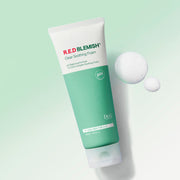 ProtoClinical k-beauty Dr.G pH Cleansing Red Blemish Clear Soothing Foam 150ml single upright cleansing foam tube centered on a light background.