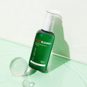 ProtoClinical k-beauty Dr.G RED BLEMISH Clear Soothing Active Essence 80ml shown as a soft green bottle silhouette centered on a light background with pale pink corner accents.