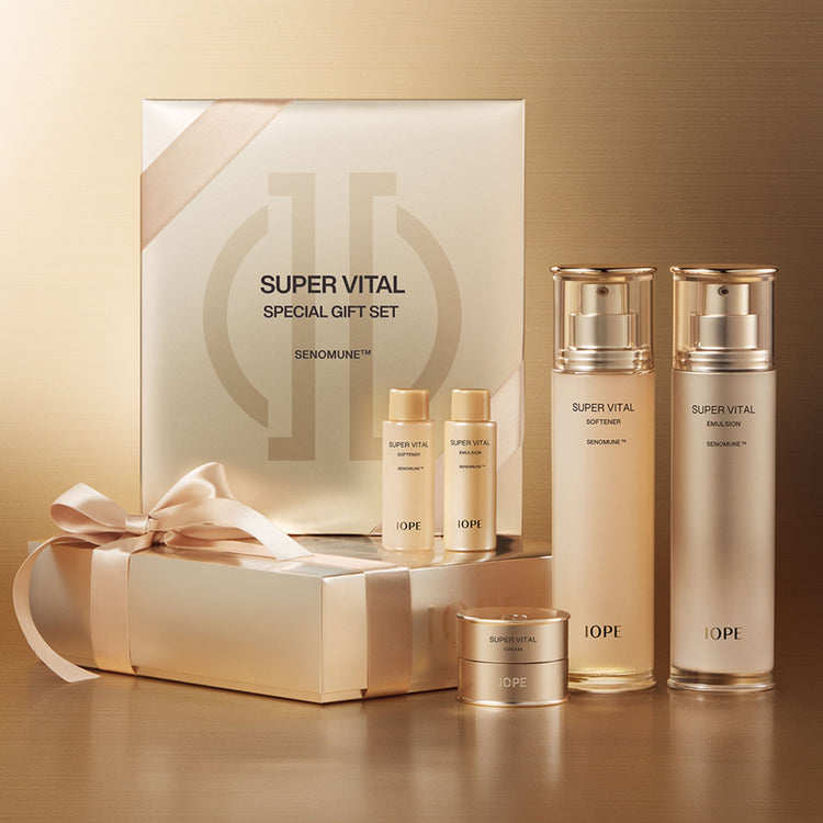 ProtoClinical k-beauty beige skincare product packaging on a white background.