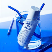 ProtoClinical k-beauty [NATURE REPUBLIC] Man In Blue All In One Moisturizer 150ml abstract beauty graphic with a bright blue lower half and a pale beige upper half.