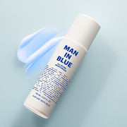 ProtoClinical k-beauty [NATURE REPUBLIC] Man In Blue All In One Moisturizer 150ml soft blue beauty graphic with a cool gray vertical center on a pale background.