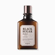 ProtoClinical k-beauty SKINFOOD Black Sugar Perfect Toner 2X For Men 180ml shown as a single upright brown bottle centered on a white background with pale blue side accents.