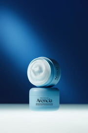 Arencia Deep Water Surge Soothing Cream 80g by ProtoClinical shown in a detailed skincare product layout on a clean background, highlighting the soothing cream packaging for a k-beauty routine.