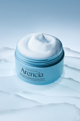 Arencia Deep Water Surge Soothing Cream 80g by ProtoClinical shown in a product-focused skincare layout on a clean background, highlighting the branded cream presentation for a k-beauty routine.