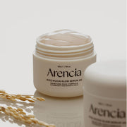 Arencia Rice Mucin Glow Serum 30 50g by ProtoClinical shown in a product-focused serum layout on a clean background, highlighting the branded packaging for a k-beauty skincare routine.
