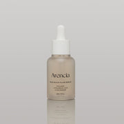 ProtoClinical k-beauty Arencia Rice Mucin Glow Serum 30ml single upright taupe serum bottle centered on a white background with soft lavender side shading