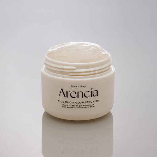 Arencia Rice Mucin Glow Serum 30 50g by ProtoClinical shown in a serum product presentation on a clean background, highlighting the branded packaging for a k-beauty skincare routine.