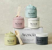 Arencia Fresh Cloud Body Scrub 260g (5 Types) by ProtoClinical shown in a branded body scrub product layout on a clean background, highlighting a k-beauty body care routine.