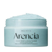 Arencia Fresh Cloud Body Scrub 260g (5 Types) by ProtoClinical shown in a detailed body care layout with scrub packaging and branded design for a k-beauty routine.
