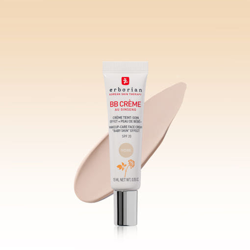 ProtoClinical k-beauty erborian BB Cream SPF20 15ml #Ivory single upright BB cream tube with a slim ivory-beige silhouette on a light background.