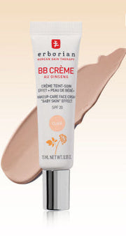 ProtoClinical k-beauty erborian BB Cream SPF20 15ml #Clair single upright BB cream tube in light beige packaging on a light background.