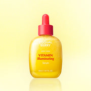 ProtoClinical k-beauty golden yellow cosmetic bottle on a pale cream background with soft blue side accents.