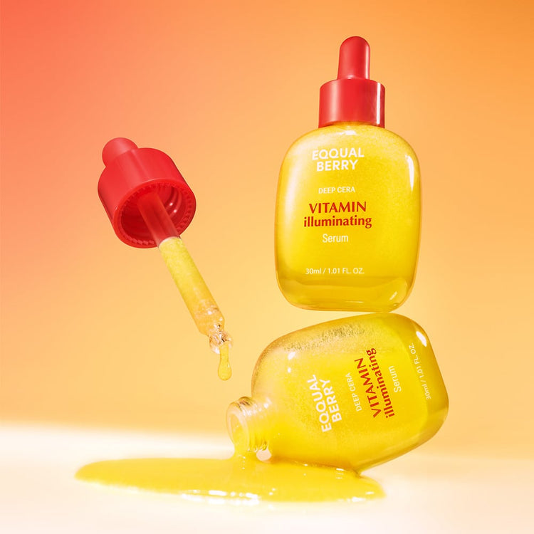 ProtoClinical k-beauty warm coral and yellow beauty graphic on a light background.
