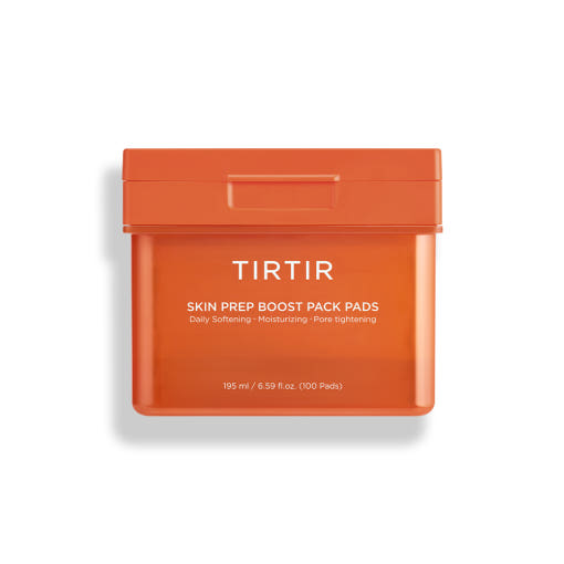 ProtoClinical k-beauty deep orange beauty product packaging with pale aqua side accents on a clean white background.