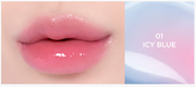 ProtoClinical k-beauty TIRTIR Water Mellow Lip Balm 3.2g (4 Colors) wide lip balm detail graphic with peach and gray color panels in a horizontal rectangular layout