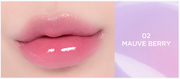 ProtoClinical k-beauty TIRTIR Water Mellow Lip Balm 3.2g (4 Colors) wide lip balm detail graphic with mauve and gray color panels in a horizontal layout