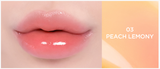 ProtoClinical k-beauty TIRTIR Water Mellow Lip Balm 3.2g (4 Colors) wide lip balm detail graphic with peach, gray, and pale green panels in a rectangular layout