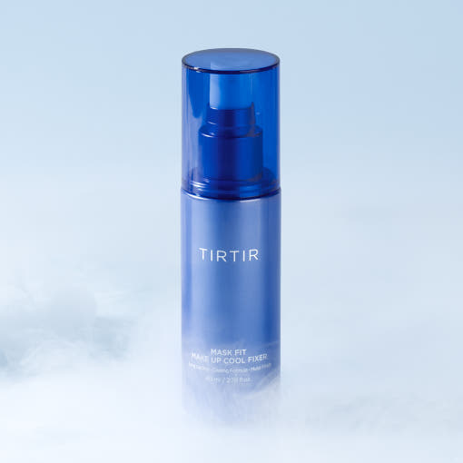 ProtoClinical k-beauty TIRTIR Mask Fit Make Up Cool Fixer 80ml square makeup fixer graphic with lavender, aqua, and mint color bands on a light background
