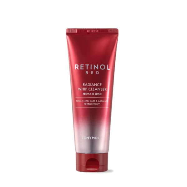 ProtoClinical k-beauty TONYMOLY Red Retinol Radiance Whip Cleanser 150ml shown in a centered packaging view with a single item, visible front label details, and a white background.