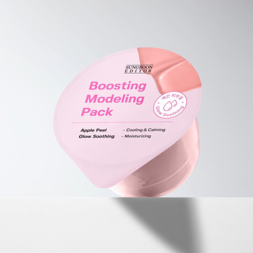 ProtoClinical k-beauty SUNGBOON EDITOR Boosting Modeling Pack 28g (3-type) single rectangular packet with a soft pink center and pale aqua side tones on a light background