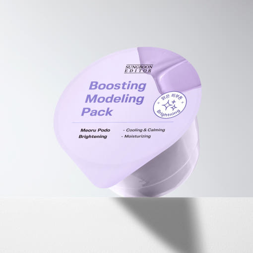 ProtoClinical k-beauty SUNGBOON EDITOR Boosting Modeling Pack 28g (3-type) single rectangular packet with a pale lavender center and light cream side tones on a light background