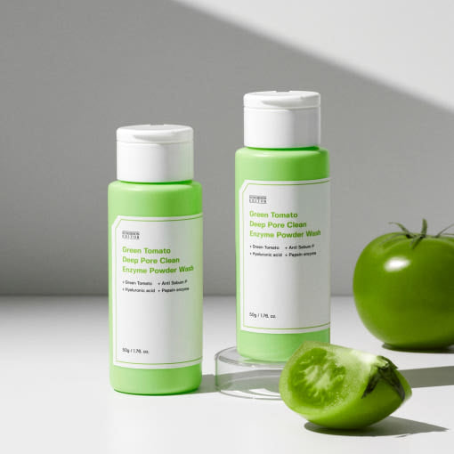 ProtoClinical k-beauty soft green beauty product silhouette on a pale lavender background.