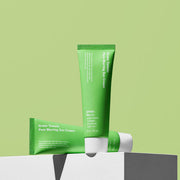 ProtoClinical k-beauty soft green and gray beauty graphic with a horizontal gradient on a light background.