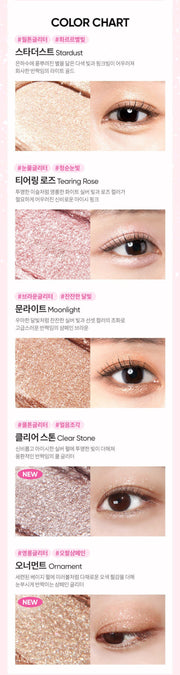 ProtoClinical k-beauty BANILA CO Mood On Eye Color Stick 0.5g single slim eye color stick standing vertically on a pale pink and lilac background