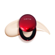 ProtoClinical k-beauty TIRTIR Mask Fit Red Cushion SPF40 PA++ 4.5g #MINI (45shades) square cushion graphic with warm beige and rose color blocks on a dark-accented background