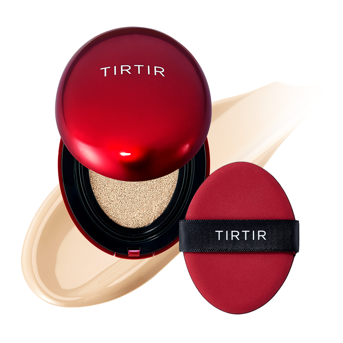 ProtoClinical k-beauty TIRTIR Mask Fit Red Cushion SPF40 PA++ 4.5g #MINI (45shades) tall cushion shade graphic with red and peach blocks in a vertical layout