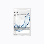 ProtoClinical k-beauty Abib Mild Acidic pH Sheet Mask Aqua Fit 30ml X 10ea single pale blue sheet mask packet centered on a clean white background