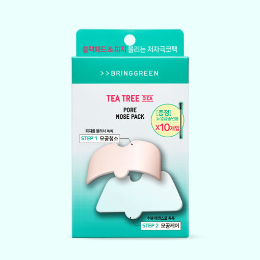 ProtoClinical k-beauty BRINGGREEN Tea Tree Cica Pore Nose Pack 5pcs single upright nose pack package centered on a light background.