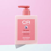 ProtoClinical k-beauty deep rose beauty product silhouette with pale blue side tones on a light background.