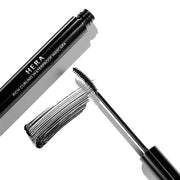 ProtoClinical k-beauty HERA RICH CURLING WATERPROOF MASCARA 6g dark diagonal mascara silhouette on a soft beige background.