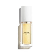 ProtoClinical k-beauty HERA SIGNIA ILLUMINATING SERUM 30ml warm beige serum package with a dark vertical center on a white background