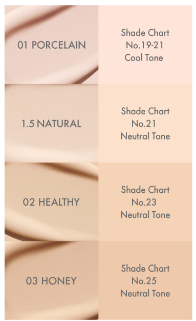 ProtoClinical k-beauty AMUSE Ceramic Skin Perfector Cushion SPF40 PA++ 15g (4 Colors) pale beige vertical graphic on a light background