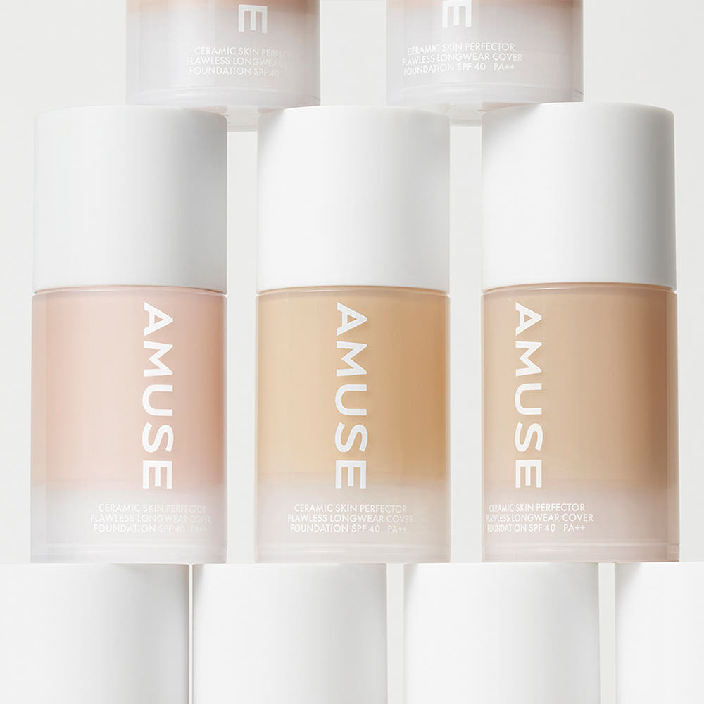 ProtoClinical k-beauty beige beauty product set with pale blue side accents on a light background.