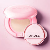 ProtoClinical k-beauty AMUSE Ceramic Skin Perfector Cushion SPF40 PA++ Set 15g + 15g(Refill) (4 Colors) single cushion package centered on a light studio background