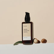 ProtoClinical k-beauty warm beige beauty product silhouette with a soft brown center and pale blue side tones on a light background.