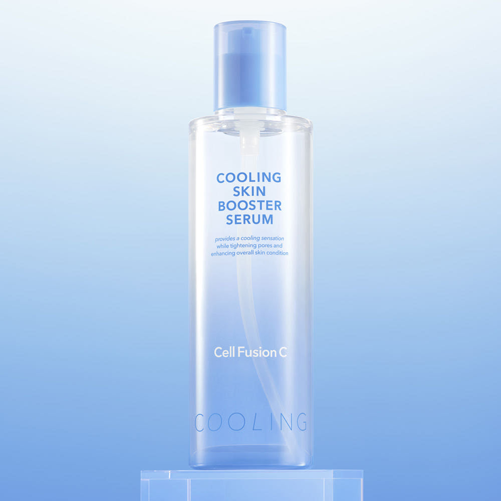 ProtoClinical k-beauty blue beauty graphic with soft white and gray vertical highlights.