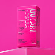 ProtoClinical k-beauty muted olive beauty product silhouette on a bright yellow background.