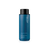 ProtoClinical k-beauty tall blue-gray beauty product silhouette with soft peach side accents on a clean white background.