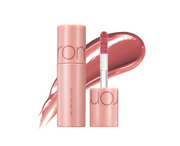 ProtoClinical k-beauty rom&nd Mini Tint (JUICY LASTING TINT/GLASTING WATER TINT/GLOSS) (6 Colors) rectangular detail graphic with a peach-pink center, pale aqua side accents, and light background